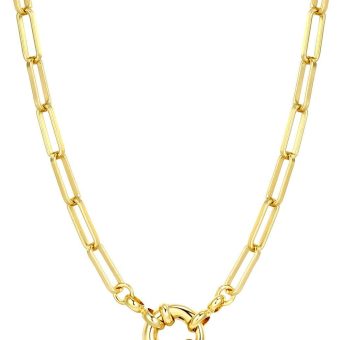 BOUTIQUELOVIN 14K Gold Plated Lock Necklace for Women Paperclip Link Chain Padlock Necklace Non-Tarnish