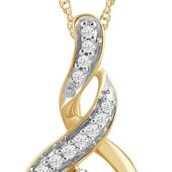 Amazon Essentials 10K Diamond Twist Pendant Necklace (1/4 cttw) (previously Amazon Collection)