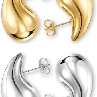 Teardrop Earrings Dupes for Women Gold/Silver Chunky Hoop Earring Dangle Water Drop Hypoallergenic Earring Set for Women