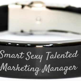 Smart Sexy Talented Marketing Manager Gifts for Her Birthday Unique Accessories Marketing Manager Jewelry Set Glide lock Clasp Adjustable Silver Black Stainless Steel Silicone Charm