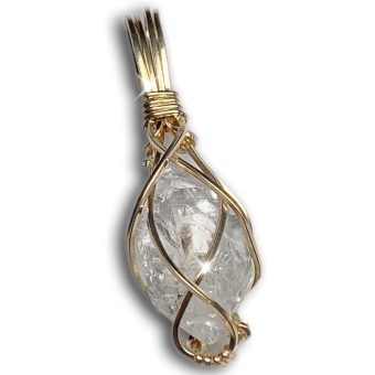 Herkimer Diamond Healing Crystal Necklace Pendant | Handmade 14K Gold Filled Herkimer Diamond Crystal Healing Stones