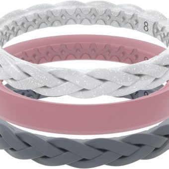 Groove Life Stackable Rings - Breathable Silicone Wedding Rings for Women, Lifetime Coverage, Unique Design, Comfort Fit Ring