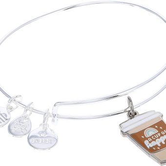 Alex and Ani Expandable Bangle for Women, A Cup of Happy Charm, Shiny Silver Finish, 2 to 3.5 in