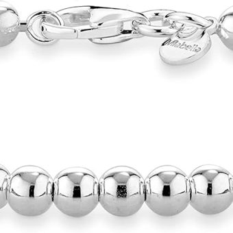 Miabella 925 Sterling Silver Italian Handmade 4mm Bead Ball Strand Chain Bracelet for Women 6.5, 7, 7.5, 8 Inch Made in Italy