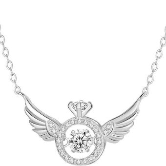 Large Pendant Necklaces for Women Trend Smart Wingss Jewelry Heartbeat Gift Angel Necklace Clavicle Fashion Necklaces & Pendants Jewelry Gift for Women (Silver, One Size)