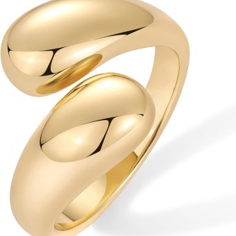 PAVOI 14K Gold Plated Chunky Open Twist Stackable Rings for Women | Bold Crossover Statement Ring Band