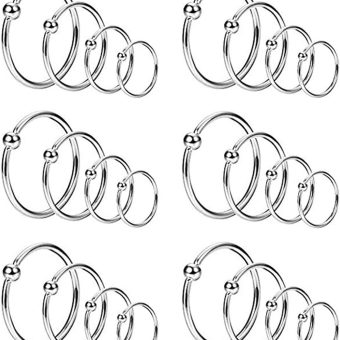 24PCS 20G Stainless Steel Nose Rings Hoop Cartilage Helix Ear Piercing Tragus Body Jewelry