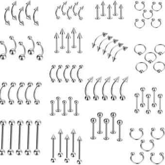 85Pcs Body Jewelry for Women Nose Eyebrow Tongue Lip Navel Belly Button Rings Piercing Kit