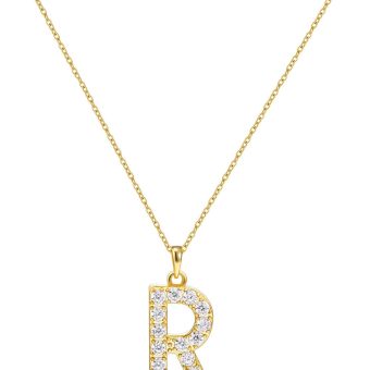 Tarsus Initial Cubic Zirconia Necklace Jewelry Gifts for Women Adjustable Chain 18" + 2"