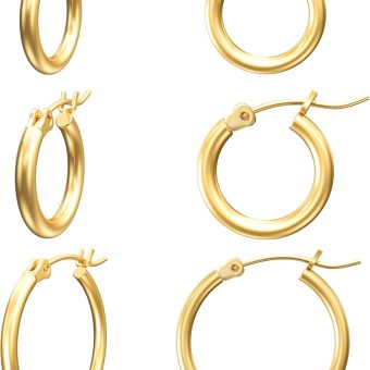 Gacimy Gold Hoop Earrings for Women 14K Real Gold Plated Hoops with 925 Sterling Silver Post