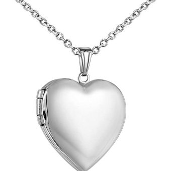 YOUFENG Love Heart Locket Necklace that Holds Pictures Polished Lockets Necklaces Birthday Gifts