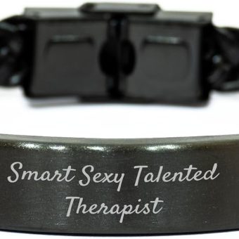 Smart Sexy Talented Therapist Inspired Braided Leather Wrap Wristband Gifts for Her Birthday, Unique Therapist Appreciation Gifts from Friends, Funny Therapist Quote Jewelry for Women