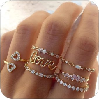 Gold Rings for Women Stackable Rings for Teen Girl Gifts Trendy Stuff Simple Star Moon Knuckle Rings Set Boho Rings Cute Stuff Birthday Gifts Stocking Stuffers for Christmas Gifts 2024