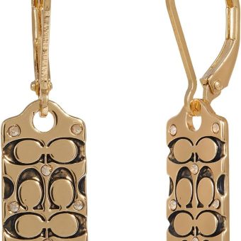 COACH Quilted C Tag Drop Earrings