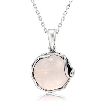 Rose Quartz Necklaces for Women Silver - October Birthstone Necklace - Gothic Necklace Silver Jewelry for Women - Rose Quartz Jewelry Silver Necklaces for Women