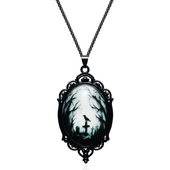 Gothic Necklace as Goth Accessories for Halloween Costume Jewelry for Women, Gothic Jewelry Witch Necklace as Black Choker Goth Gifts, Raven Vampire Pendant Necklace as Punk Grunge Accessories