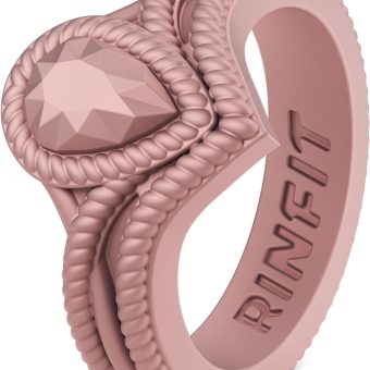 Rinfit Silicone Rings for Women - Pear Engagement Silicone Ring - Womens Rubber Wedding Bands - Patented Design