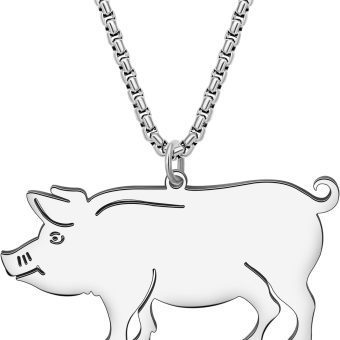 Stainless Steel Novelty Piggy Pig Necklace 18K Gold Plated Pendant Fashion Farm Animals Jewelry for Women Charms Gifts