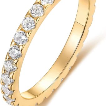 Cubic Zirconia Eternity Wedding Band for Women Stackable Ring