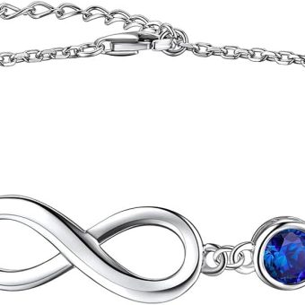 Suplight 925 Stelring Silver Infinity Birthstone Anklet, Dainty Foot Chain Crytal Anklet Bracelets for Women (with Gift Box)