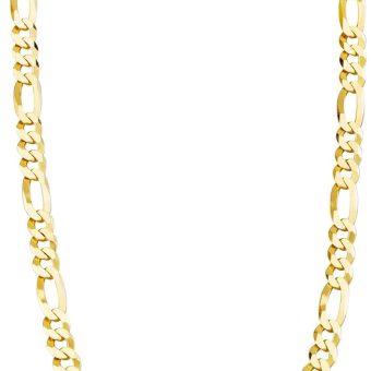 Miabella Solid 18K Gold Over Sterling Silver Italian 5mm Diamond-Cut Figaro Link Chain Necklace for Women Men, 925 Made in Italy