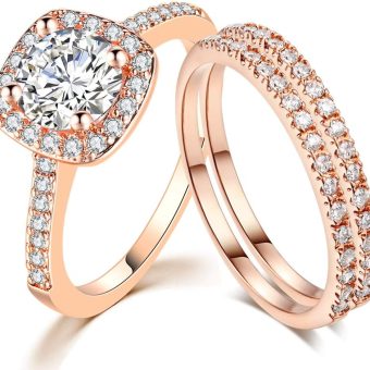 Three-in-One Bridal Wedding Engagement Anniversary Statement Eternity Ring Set