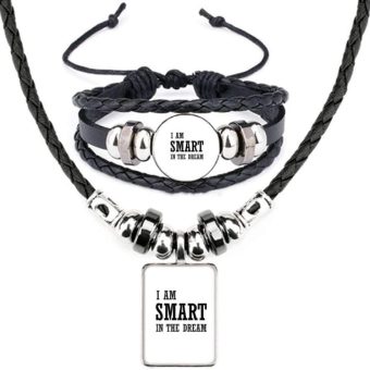 I Am Smart In The Dream Art Deco Gift Fashion Leather Necklace Bracelet Jewelry Set