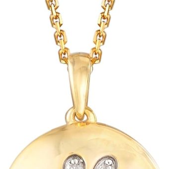 Ross-Simons Diamond-Accented Paw Print Circle Pendant Necklace in 18kt Gold Over Sterling