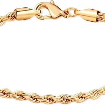 Barzel 18K Gold Plated Rope Chain Bracelet - Made In Brazil