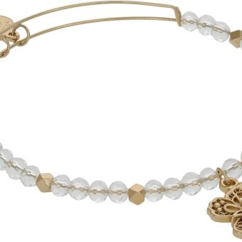 Alex and Ani Filigree Butterfly and Crystal Beaded Bracelet