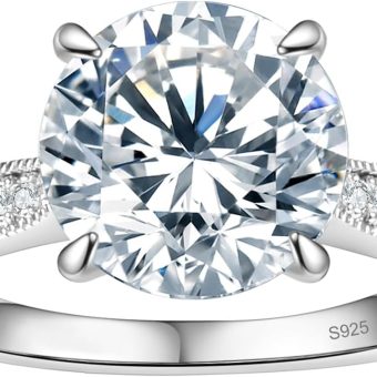 Round Moissanite Engagement Rings for Women, Women's 925 Sterling Silver Engagement Ring Moissanite Promise Rings for Her,Wedding Bands Moissanite Rings 1.5/2/3/4/5CT.