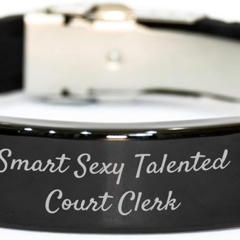 Smart Sexy Talented Court Clerk Glide lock Clasp Birthday Unique Gift, Black Glide lock Clasp Watch 9.05-Inch Adjustable Court Clerk Jewelry Men, Women, Friends, Coworkers, Family