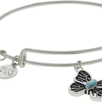 Alex and Ani Turquoise Filigree Butterfly Charm Bangle