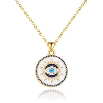 Smilebelle Evil Eye Necklace Gold Protection Necklace, Handmade Evil Eye Jewelry for Women, Eye Necklace Ojo Turco Pendant Luck Amulet, Third Eye Necklace Birthday Gift for Her,Nazar Necklace