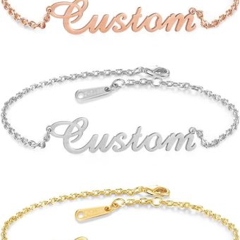 Custom Name Bracelets - 18K Gold Plated Adjustable Personalized Name Anklet Bracelets, Customized Jewelry Gift for Women Girlfriend