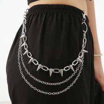 Studded Pants Chain for Men Women - Punk Charms Goth Heavy Metals Style Skull Body Chain