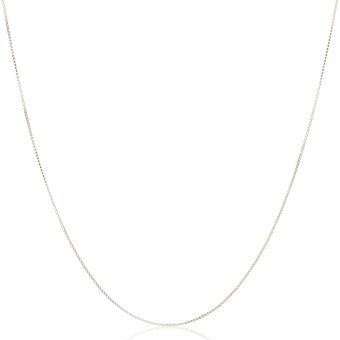 Amazon Essentials Sterling Silver Thin 0.8mm Box Chain Necklace | Available in Yellow Gold or Silver | 16", 18", 20", 24", or 30" (previously Amazon Collection)