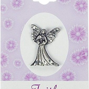 Faith Angel Lapel Pin, Silver Guardian Angel Jewelry Pin For Women, 3/4 Inches Tall, by Abbey + CA Gift