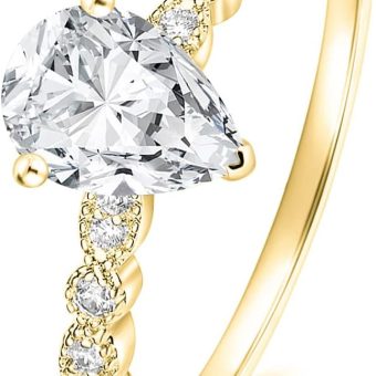 Mameloly 1.5CT Teardrop Engagement Rings for Women Marquise Pear Shaped Cubic Zirconia Promise Rings for Her Size 4-12