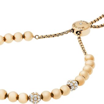 Michael Kors Stainless Steel and Pavé Crystal Beaded Bracelet for Women, Color: Gold (Model: MKJ5218710)