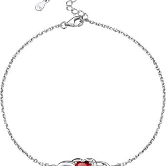 Silvora Heart Infinity Sterling Silver Birthstone Anklet for Women Teen Girls with Delicate Gift Packaging