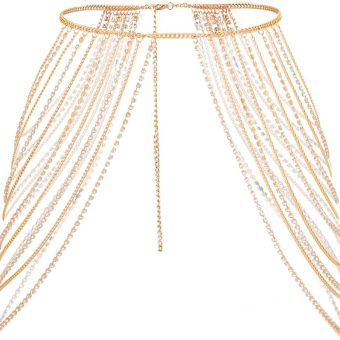 Boho Gold Body Chain Sexy Rhinestone Leg Chains Bikini Layered Waist Chain Rave Party Nightcup Body Jewelry for Women