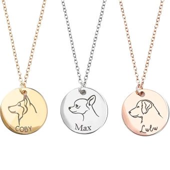 MignonandMignon Dog Portrait Personalized Name Necklace Handmade Pet Jewelry Mothers Day Gift for Dog Mom Breed Memorial