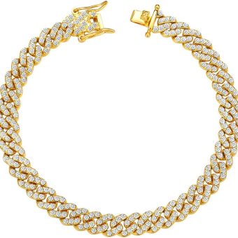 Cuban Link Anklets for Women Plus Size Large Ankle Bracelets Gold Silver Rhinestone Diamond Bling Anklets Women 9 10 inch