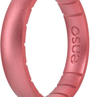 Enso Rings Thin Elements Silicone Ring Infused with Precious Elements – Stackable Wedding Engagement Band – 4.3mm Wide, 1.75mm Thick