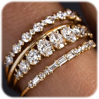 WFYOU Gold Rings for Women that Don't Tarnish Cubic Zirconia Ring Stackable Rings for Women Teen Girls Dainty 14K Gold Plated Rings Set Wedding Bands for Women Gold Jewelry Ring Size 6 7 8 9 10