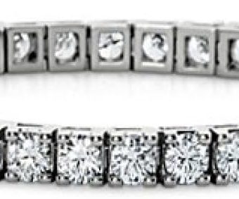 7.00 ct Ladies Round Cut Diamond Tennis Bracelet in 14 kt White Gold