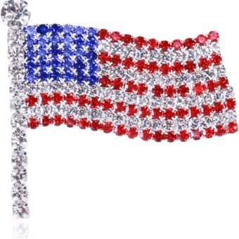 Rhinestone USA Flag Brooch Pin for Men Women Crystal 4th of July American Patriotic Blue Red Brooches Dress Independence Accessories Veterans Memorial Day Jewelry