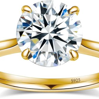 Moissanite Engagement Rings for Women,Women's Engagement Promise Rings 925 Sterling Silver with 18K Yellow/White Gold Plated,D Color VVS1 Wedding Band Moissanite Ring 0.5/1/1.5/2/3/4CT