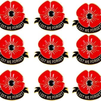 10/50/100/200Pack-Metal Flower Brooch Pins New Veterans Day Poppies Bulk Memorial Day Lapel pin Souvenir Gifts